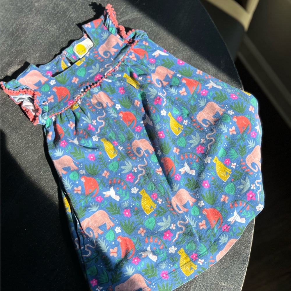 mini boden colorful bright dress with animals size 4-5Y